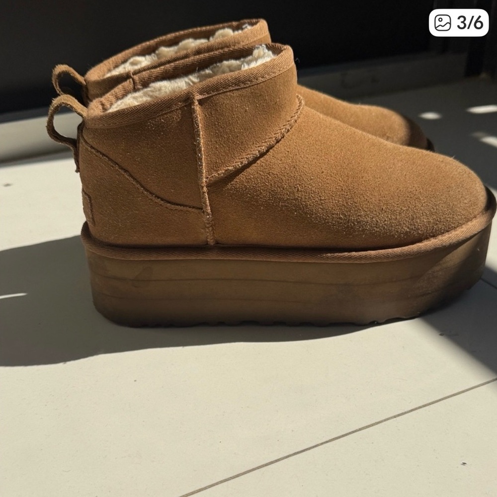 UGG Brown Suede Ankle Platform Boots